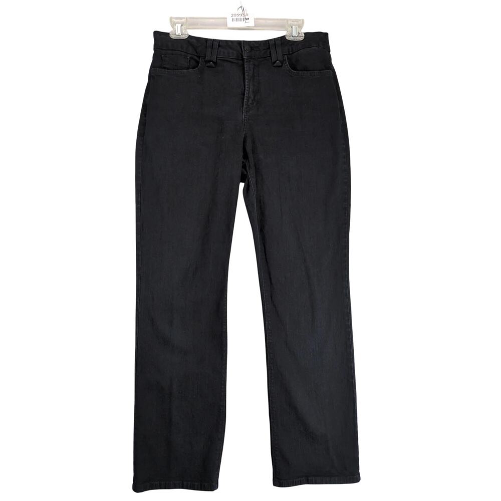 NYDJ Straight Leg Jeans Women's 12 Stretch 30x29" Lift Tuck Black Denim Made USA